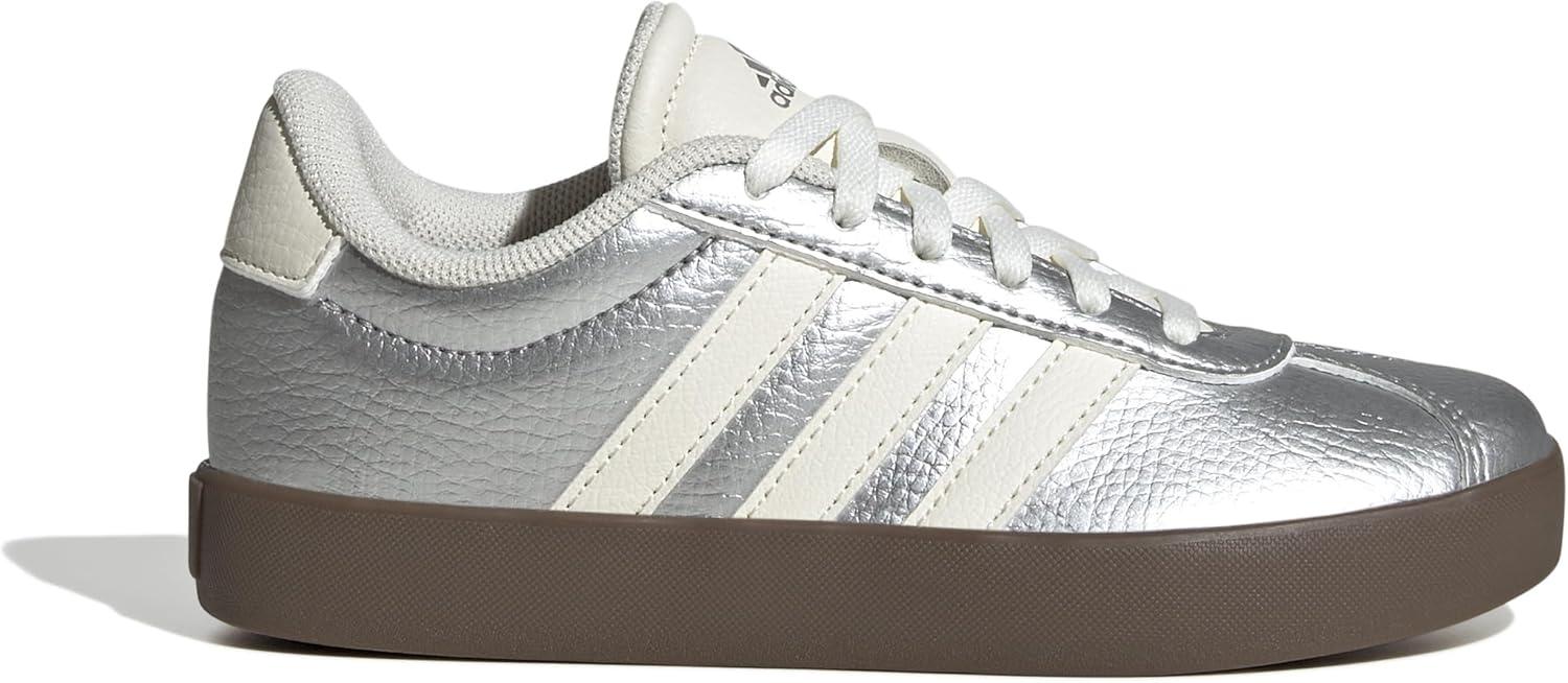 imageadidas UnisexChild Vl Court 30 Skateboarding Shoes ToddlerSilver MetallicOff WhiteGum
