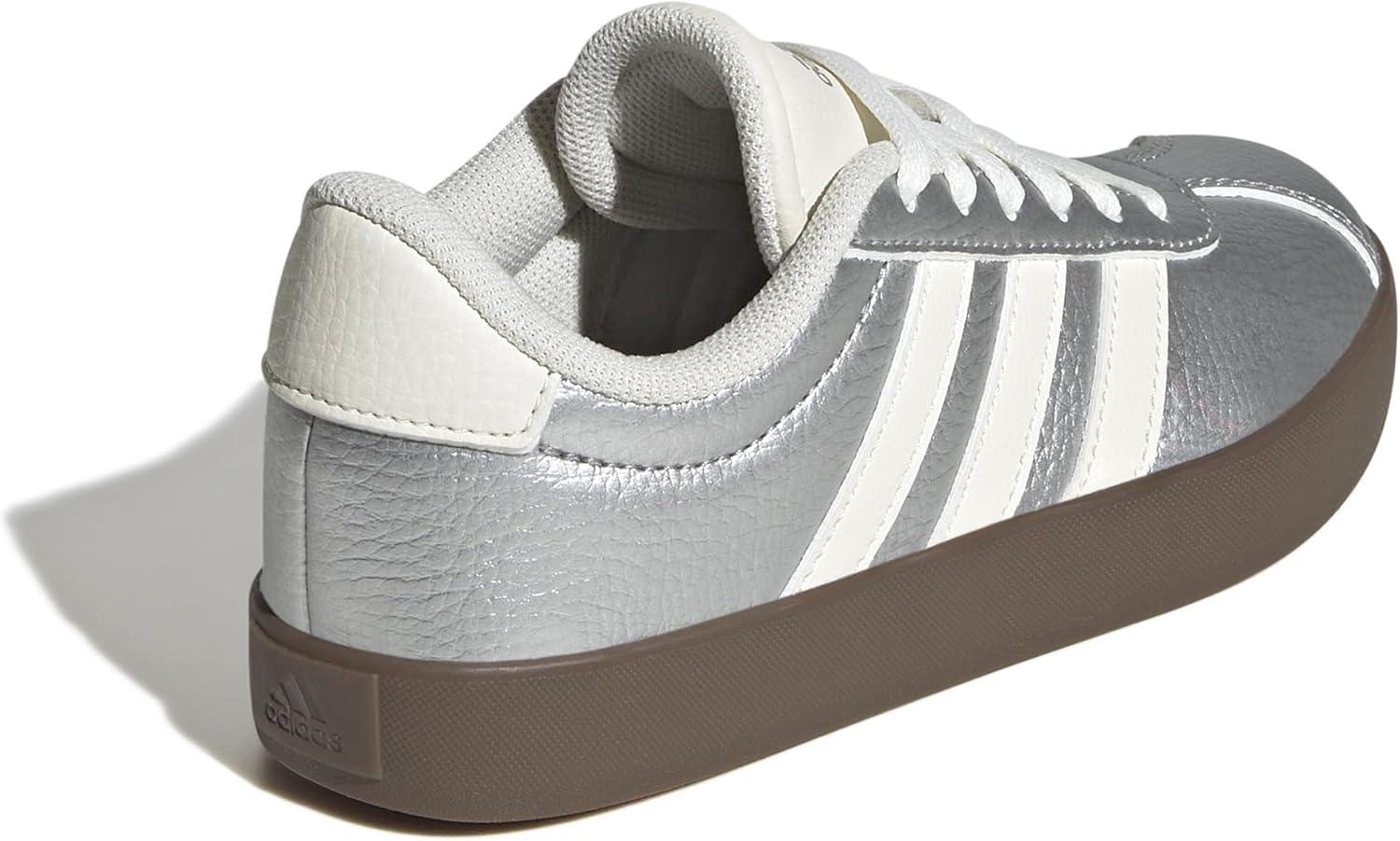imageadidas UnisexChild Vl Court 30 Skateboarding Shoes ToddlerSilver MetallicOff WhiteGum