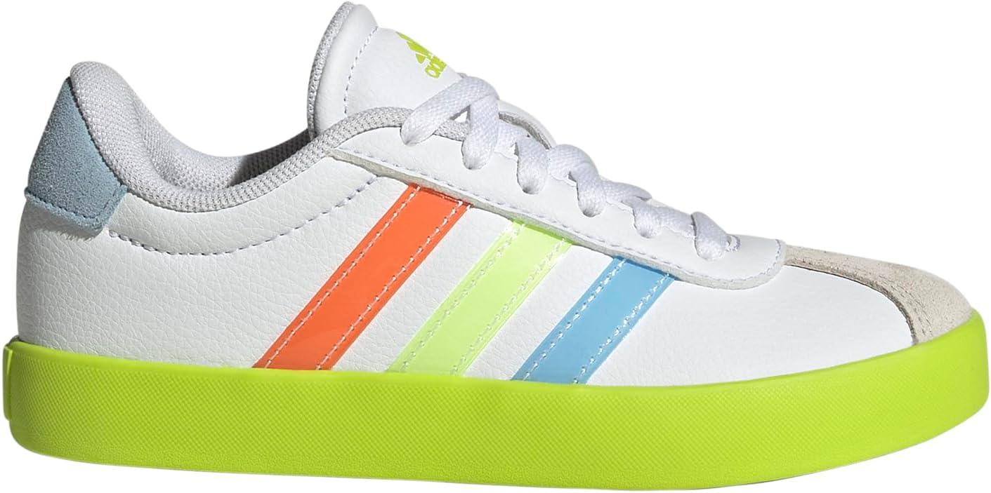 imageadidas UnisexChild Vl Court 30 Skateboarding Shoes ToddlerWhiteClear SkySolar Slime