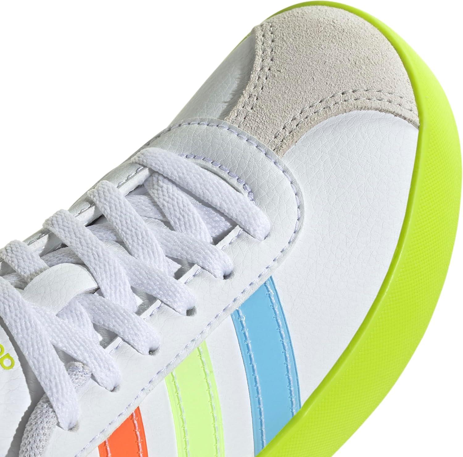 imageadidas UnisexChild Vl Court 30 Skateboarding Shoes ToddlerWhiteClear SkySolar Slime