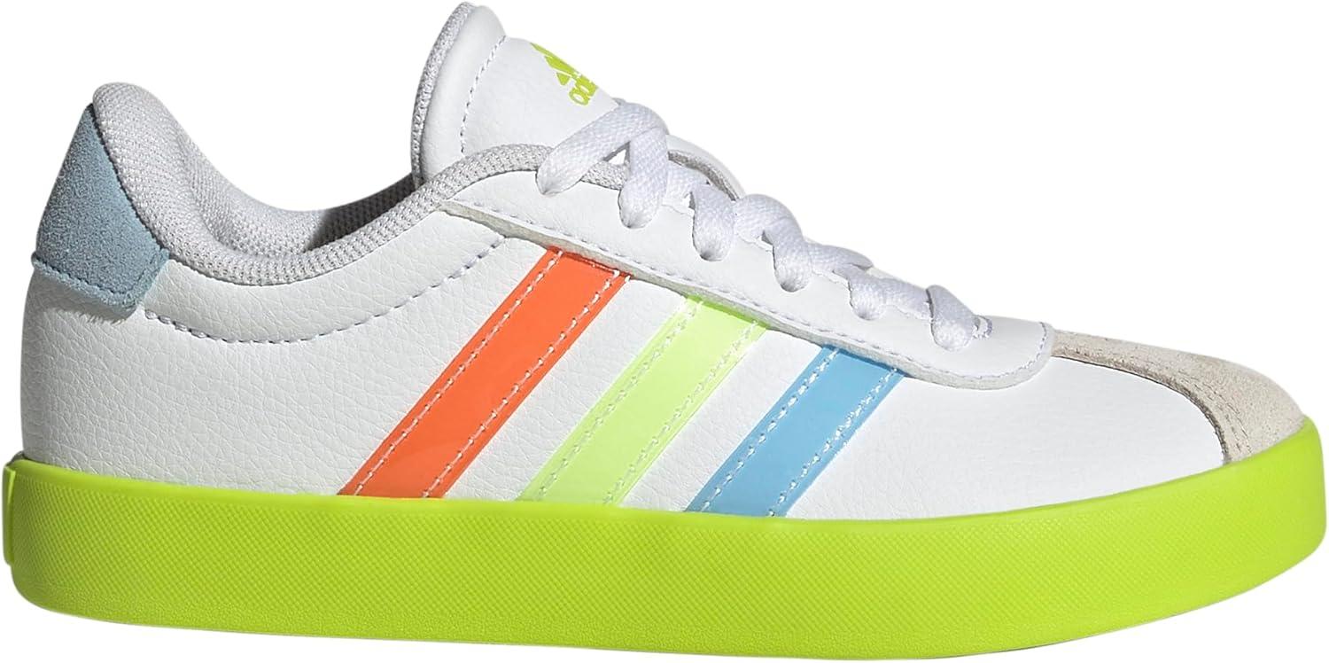 imageadidas UnisexChild Vl Court 30 Skateboarding Shoes ToddlerWhiteClear SkySolar Slime