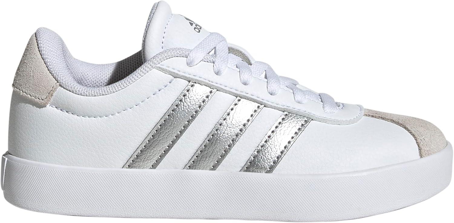 imageadidas UnisexChild Vl Court 30 Skateboarding Shoes ToddlerWhiteSilver MetallicGrey