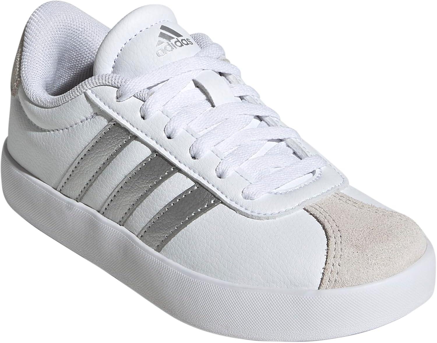 imageadidas UnisexChild Vl Court 30 Skateboarding Shoes ToddlerWhiteSilver MetallicGrey
