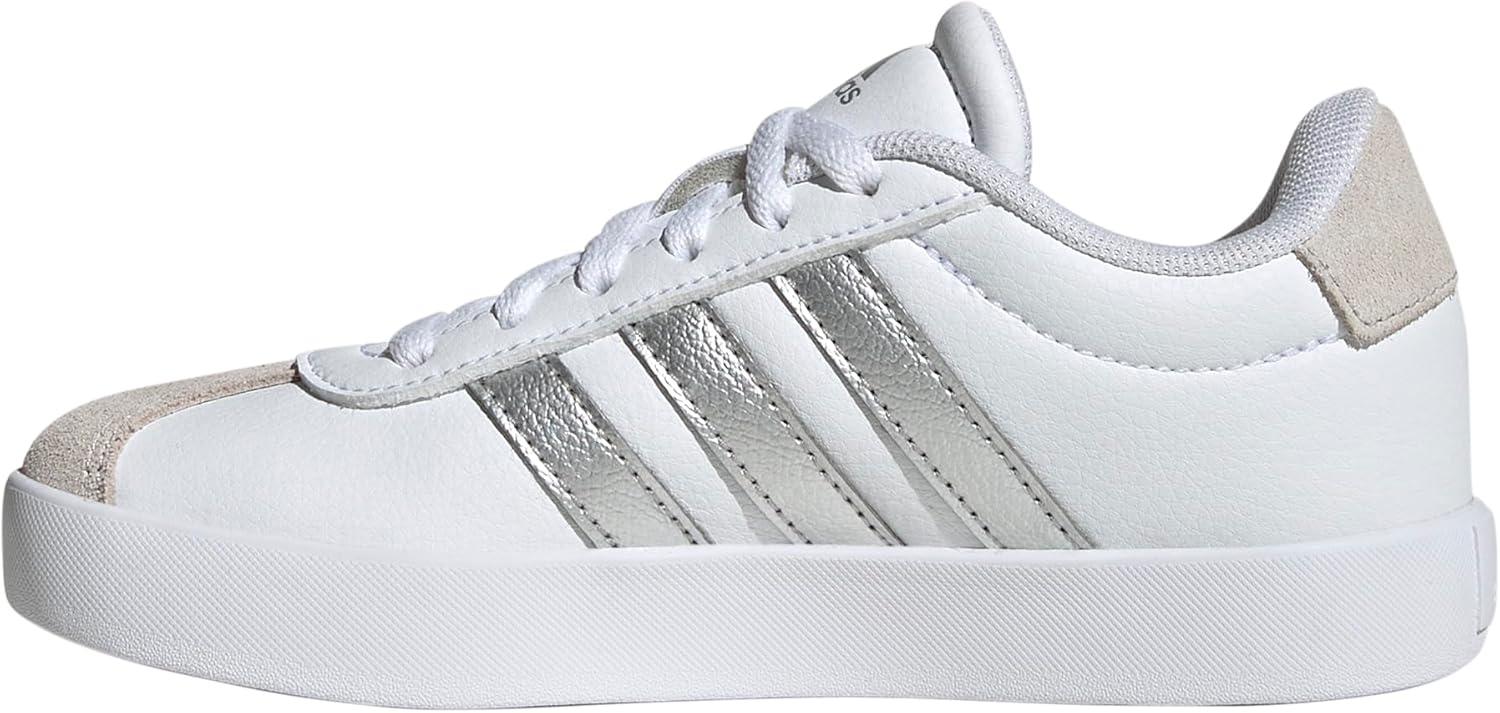 imageadidas UnisexChild Vl Court 30 Skateboarding Shoes ToddlerWhiteSilver MetallicGrey