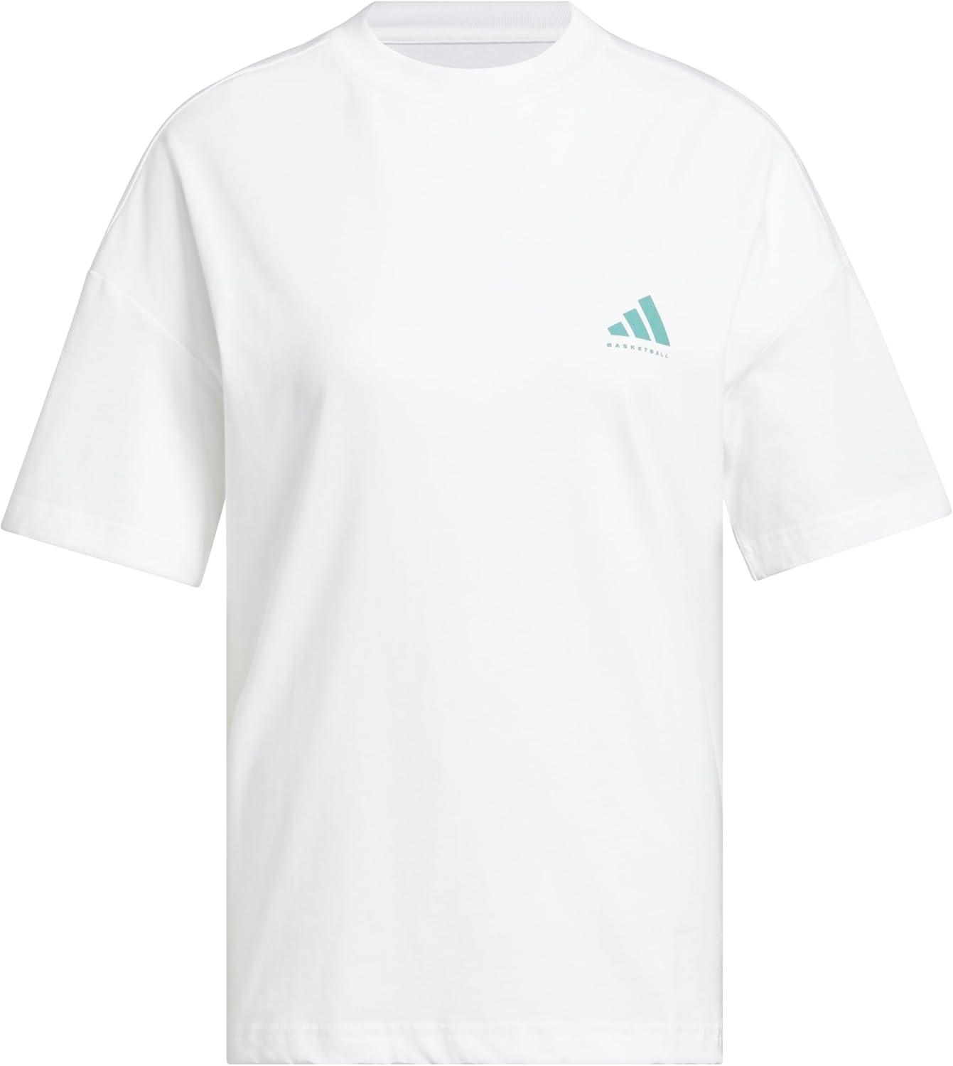 imageadidas Womens Basketball Graphic TShirtWhitePowder Teal