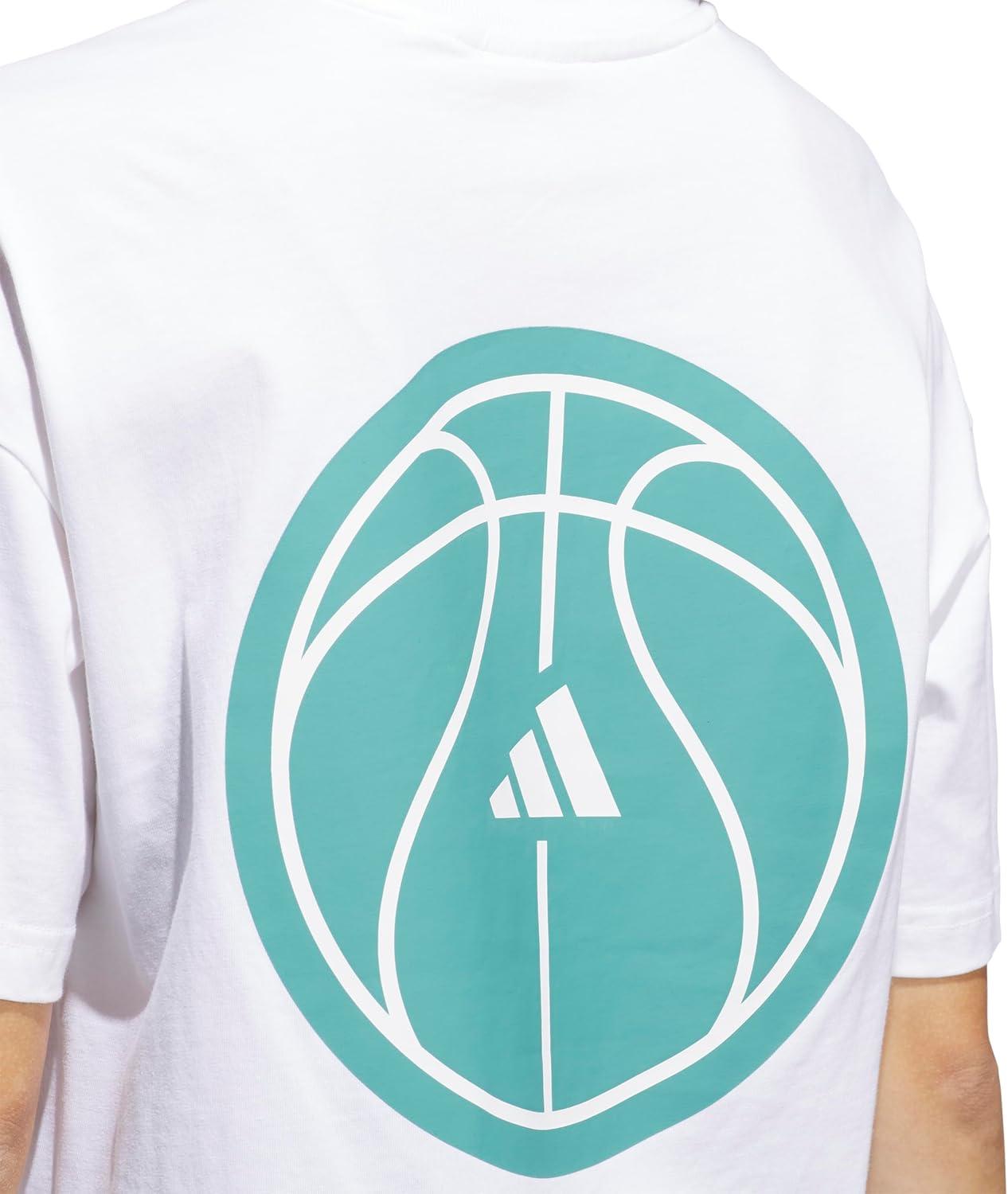 imageadidas Womens Basketball Graphic TShirtWhitePowder Teal