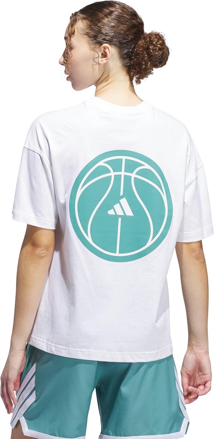 imageadidas Womens Basketball Graphic TShirtWhitePowder Teal