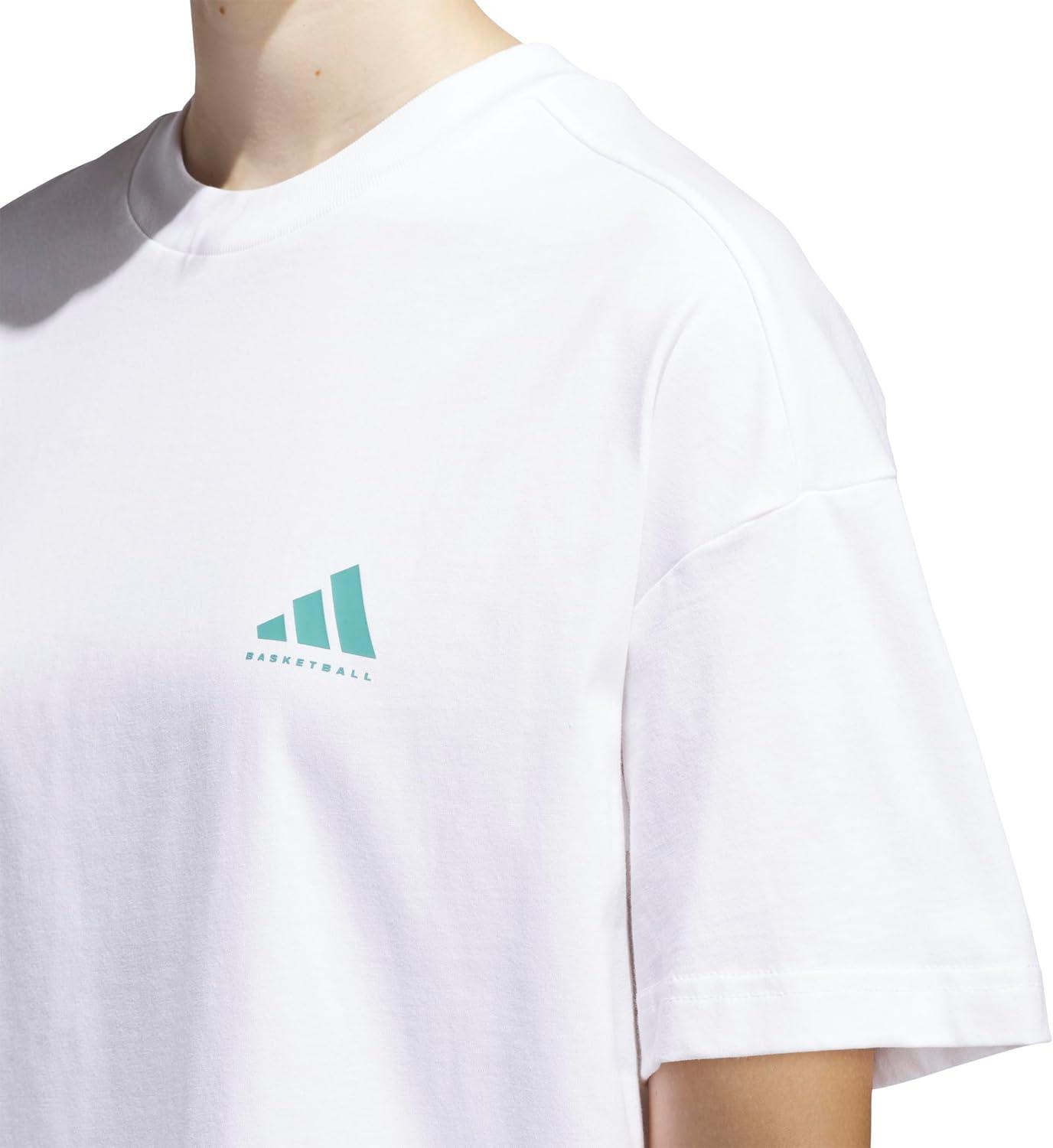 imageadidas Womens Basketball Graphic TShirtWhitePowder Teal