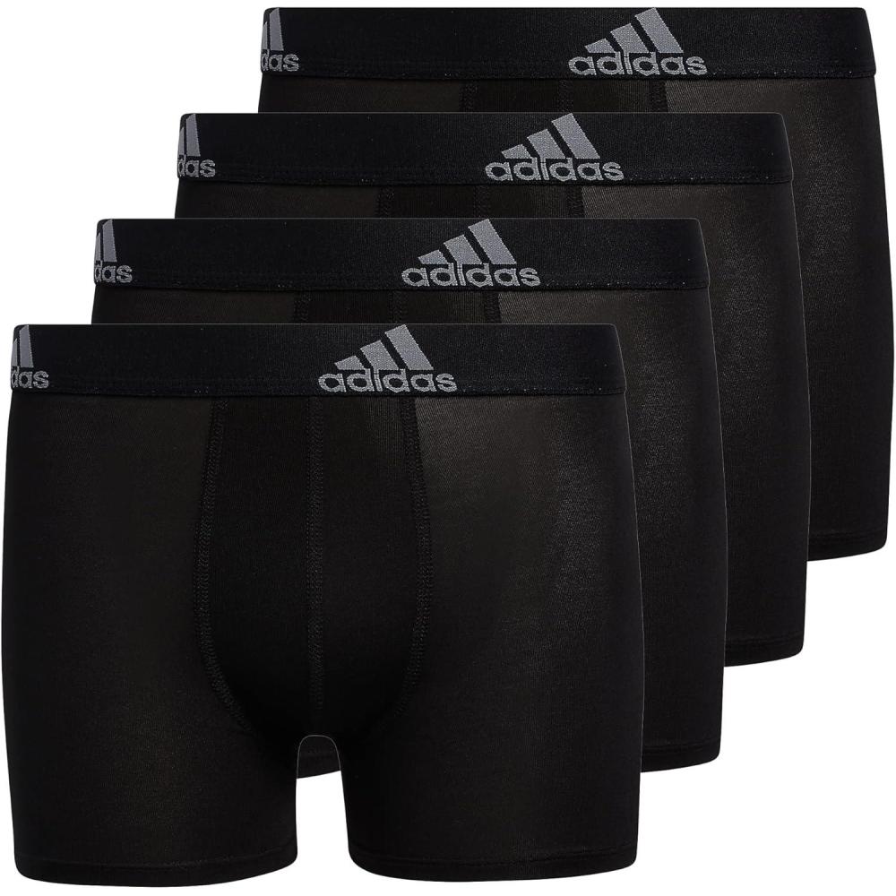 imageadidas Boys Performance Boxer Briefs Underwear for Kids 4PackBlackGreyPerformance