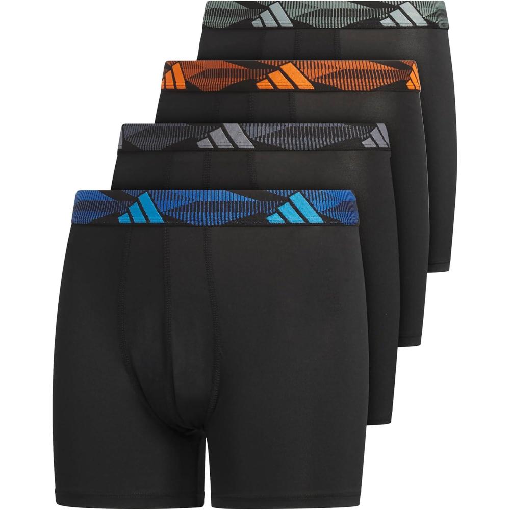 imageadidas Boys Performance Boxer Briefs Underwear for Kids 4PackBlackLucid AquamarinePure OrangeMicrofiber