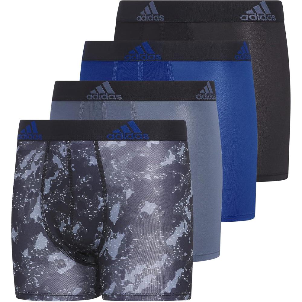 imageadidas Boys Performance Boxer Briefs Underwear for Kids 4PackGalaxy Camo BlackcarbonBlackTeam Royal BluePerformanceGraphic