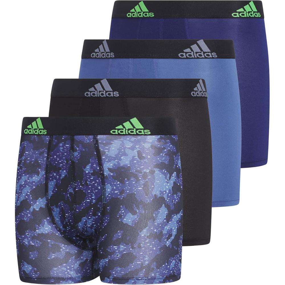 imageadidas Boys Performance Boxer Briefs Underwear for Kids 4PackGalaxy Camo Blackdark BlueDark BlueBlackPerformanceGraphic