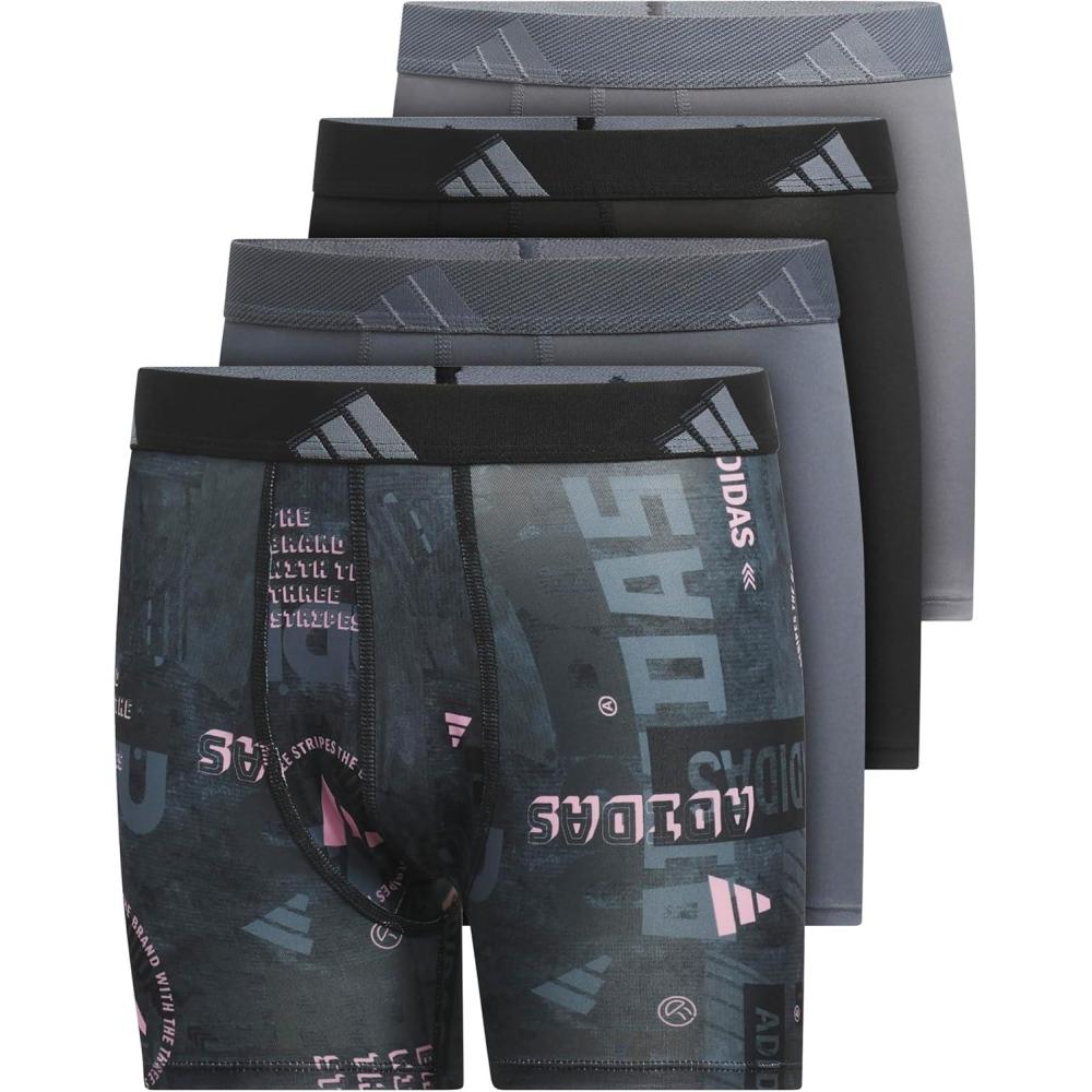 imageadidas Boys Performance Boxer Briefs Underwear for Kids 4PackUpscaled Mix Blacktrue PinkOnix GreyBlackMicrofiberGraphic
