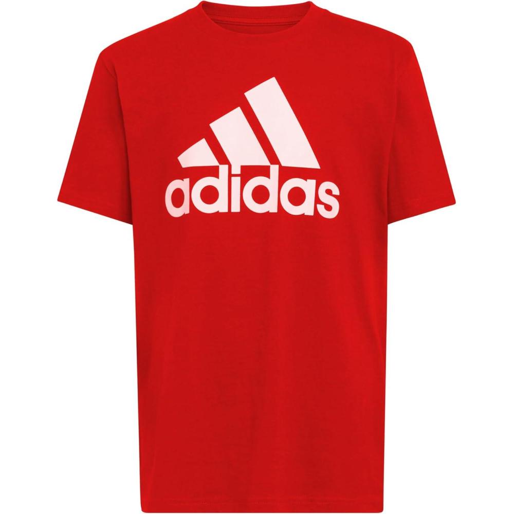 imageadidas Boys Short Sleeve Cotton TShirt Graphic Tshirt TeeRed Core