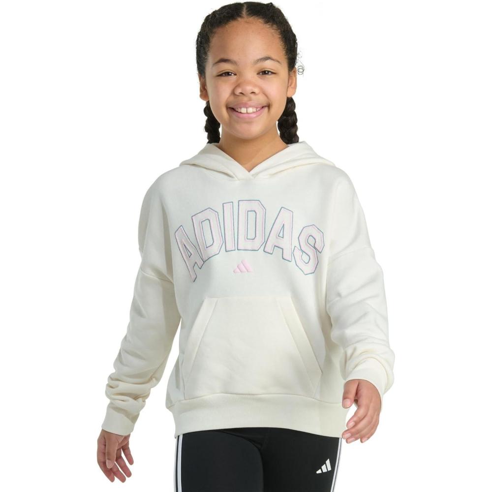 imageadidas Girls Fleece Colorblock Hooded SweatshirtChalk White