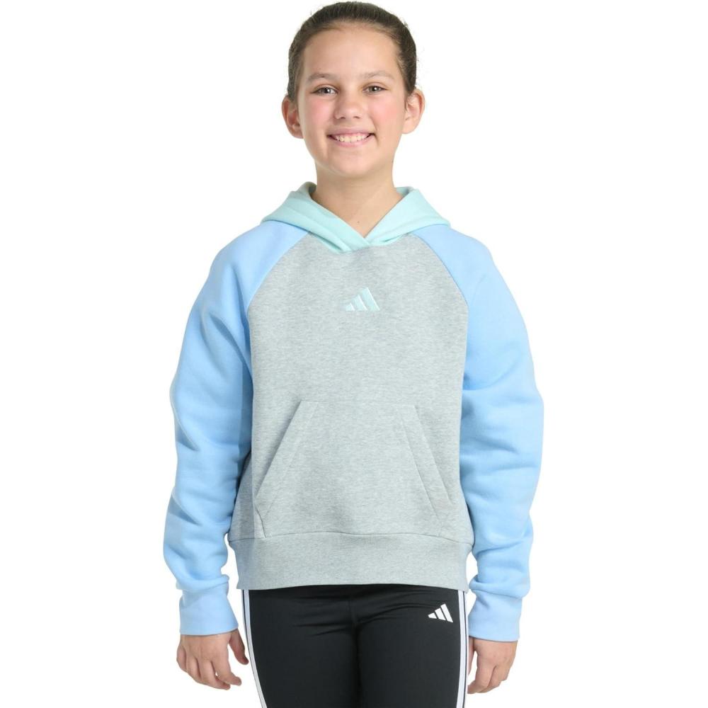 imageadidas Girls Fleece Colorblock Hooded SweatshirtMedium Grey Heather
