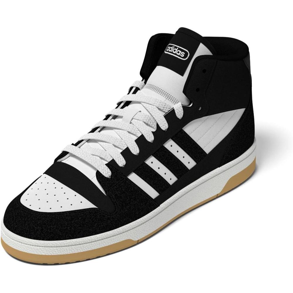 imageadidas Mens Turnaround Mid Top Basketball SneakerBlackBlackCloud White