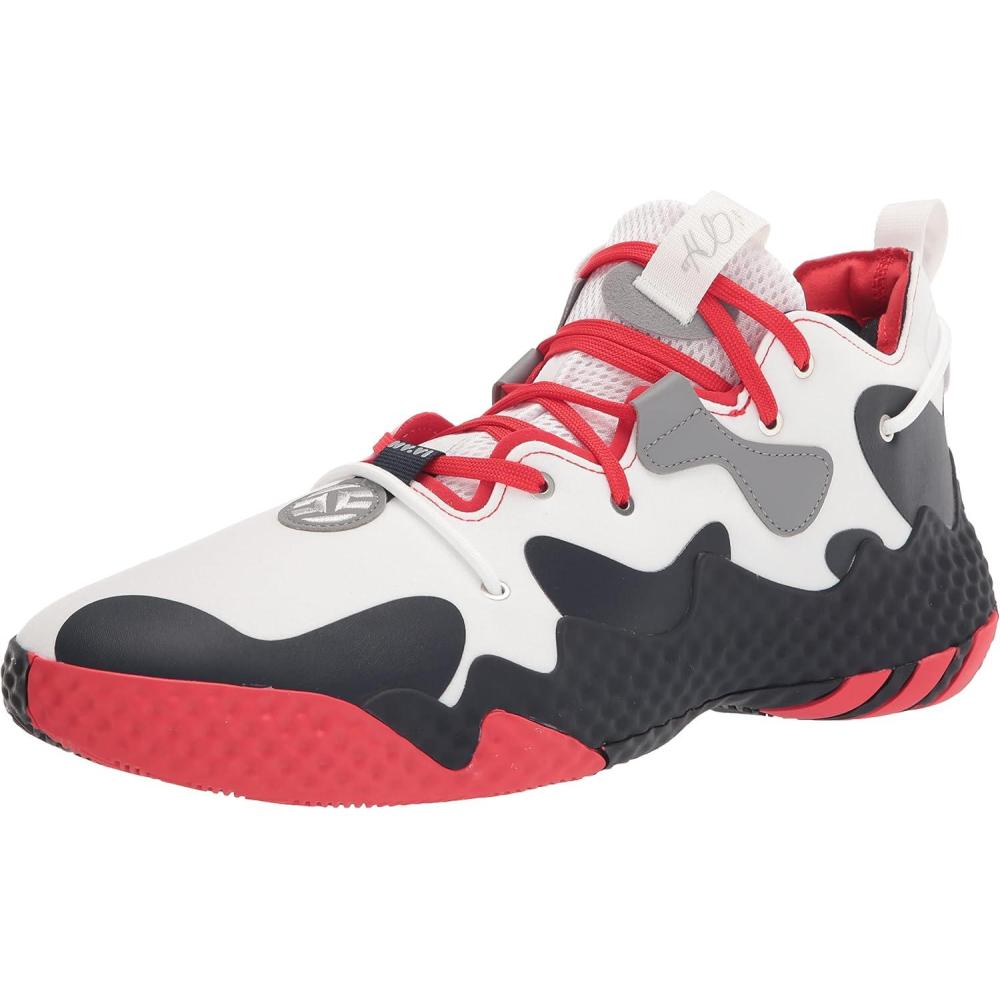imageadidas UnisexAdult Harden Vol 6 Basketball ShoeWhiteVivid RedInk