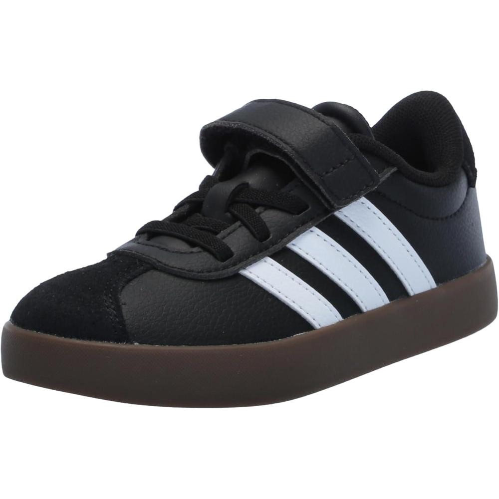 imageadidas UnisexChild Vl Court 30 LaceupLegacy SneakerBlackBlackWhite