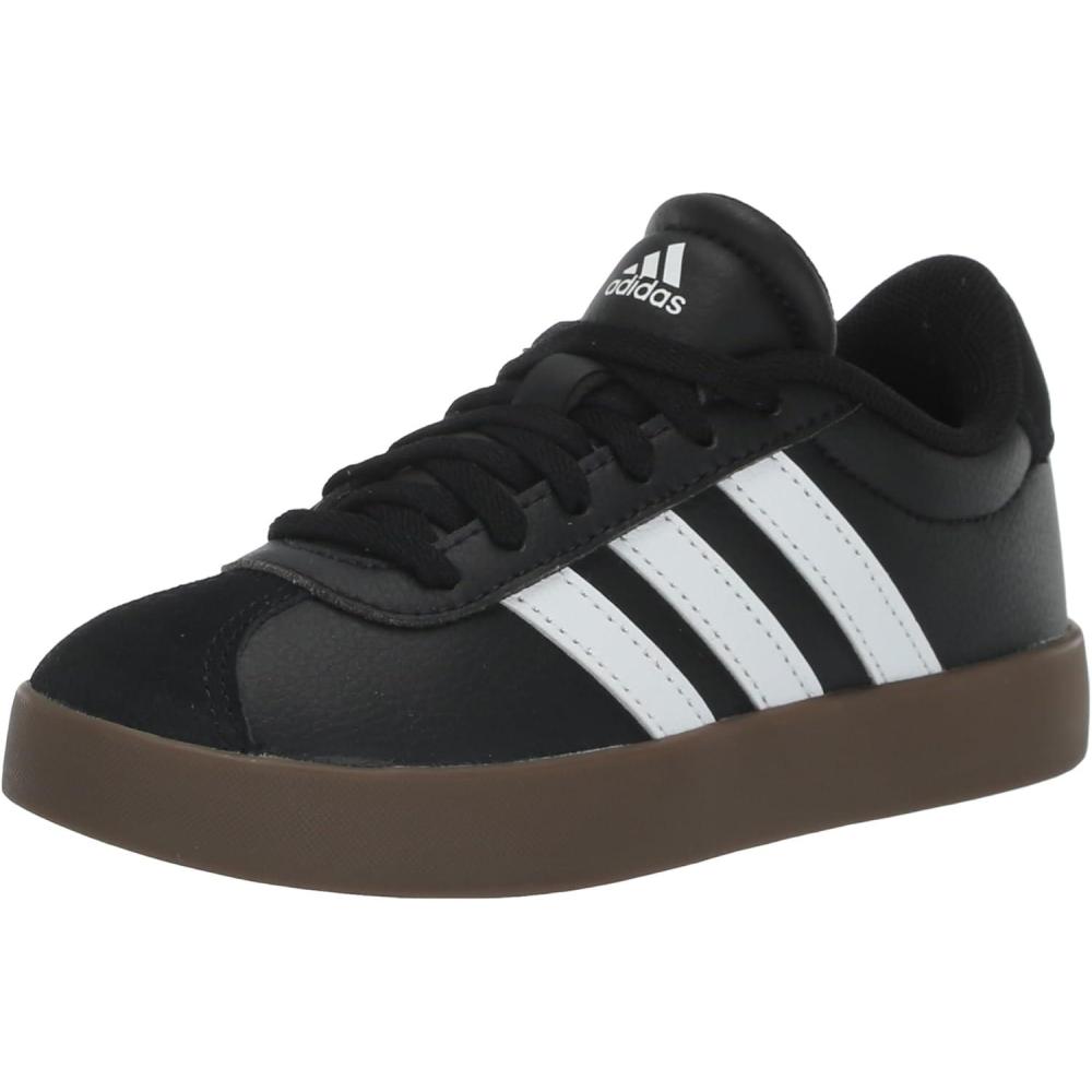imageadidas UnisexChild Vl Court 30 LaceupLegacy SneakerBlackWhiteGum