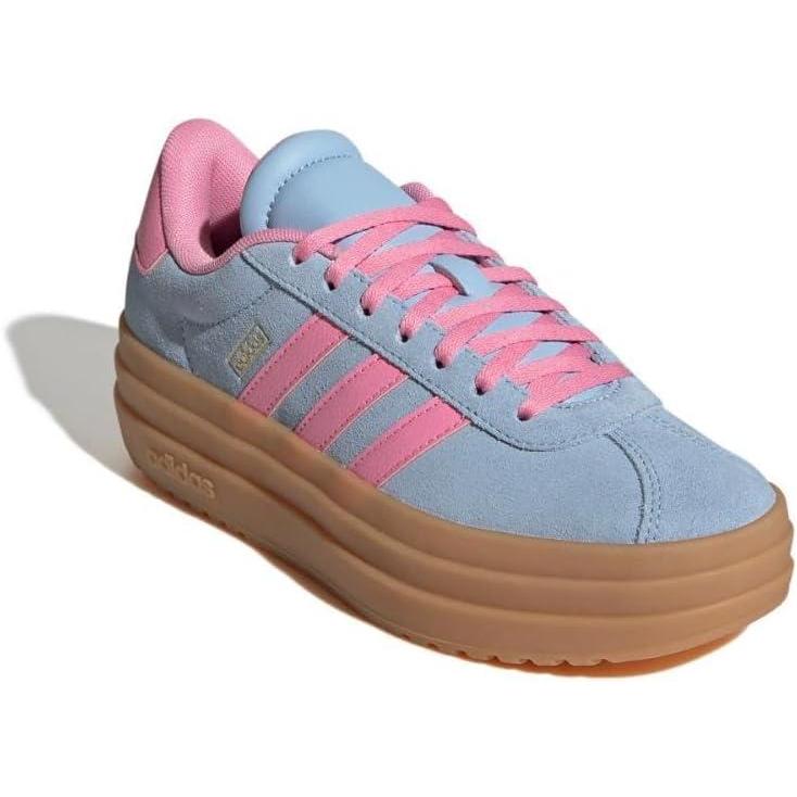 imageadidas UnisexChild Vl Court 30 LaceupLegacy SneakerClear SkyBliss PinkGold Metallic