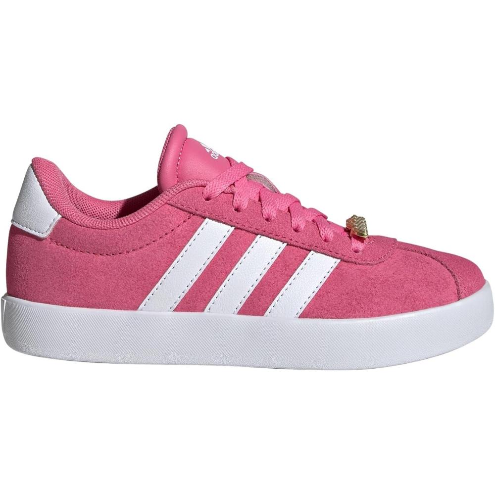 imageadidas UnisexChild Vl Court 30 LaceupLegacy SneakerPink FusionWhiteGrey