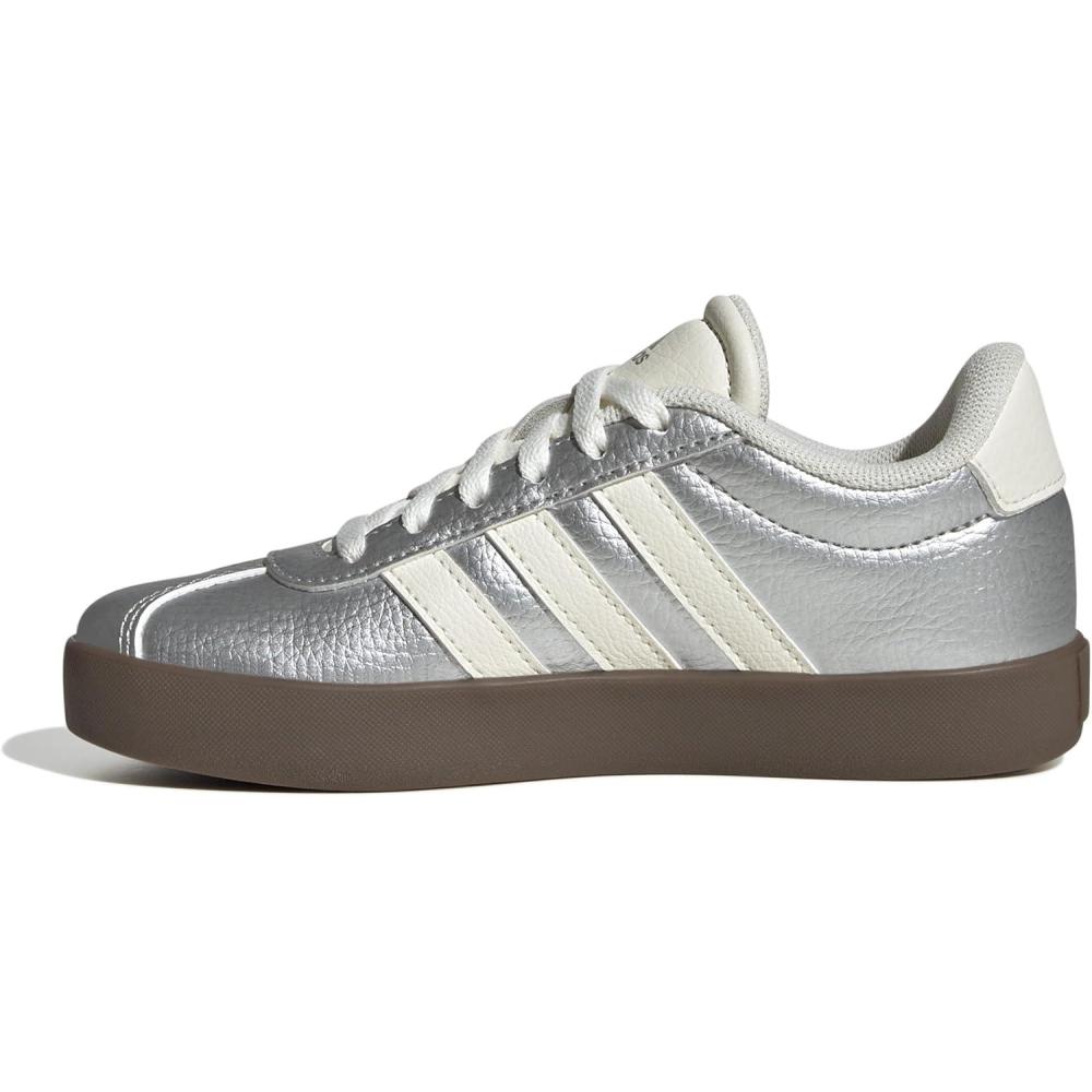 imageadidas UnisexChild Vl Court 30 LaceupLegacy SneakerSilver MetallicOff WhiteGum