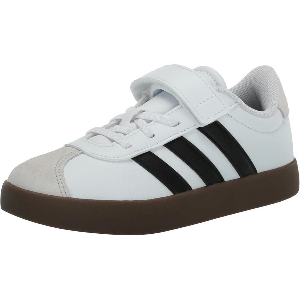 imageadidas UnisexChild Vl Court 30 LaceupLegacy SneakerWhiteBlackGrey
