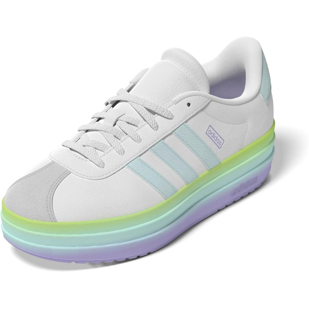 imageadidas UnisexChild Vl Court 30 LaceupLegacy SneakerWhiteHalo MintViolet Tone