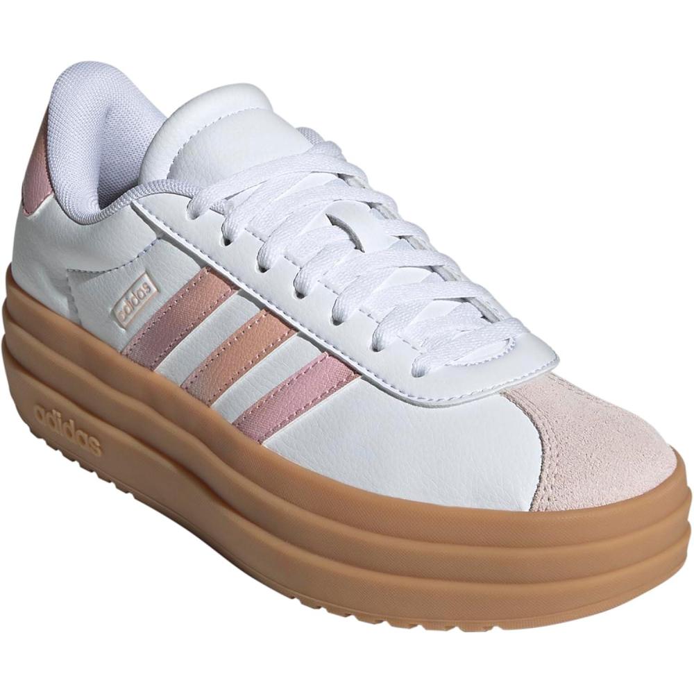 imageadidas UnisexChild Vl Court 30 LaceupLegacy SneakerWhitePowder CoralGum