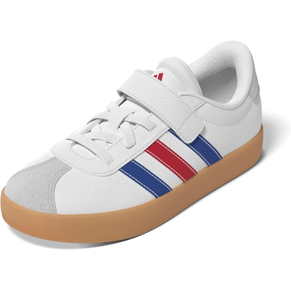 imageadidas UnisexChild Vl Court 30 LaceupLegacy SneakerWhiteTeam Royal BlueBetter Scarlet