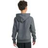 imageadidas Boys Long Sleeve Essential Linear Embroidered Fleece Pullover HoodieDark Grey Heather