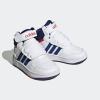 imageadidas UnisexChild Hoops Mid Basketball ShoeWhiteVictory BlueBetter Scarlet
