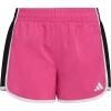 imageadidas Girls Elastic Waistband Retro Woven Gym ShortsSemi Lucid Fuchsia