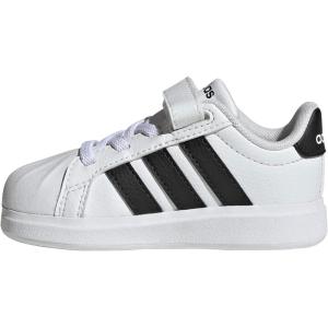 imageAdidas BabyBoys Streettalk Elastic Lace ampamp Strap SneakerWhiteBlackBlack