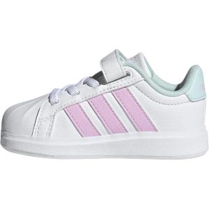 imageAdidas BabyBoys Streettalk Elastic Lace ampamp Strap SneakerWhiteBliss LilacHalo Mint