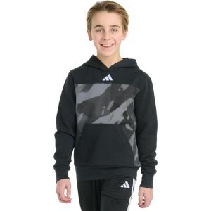 imageadidas Boys Long Sleeve Color Block Halftone Camo Printed Pullover HoodieBlack