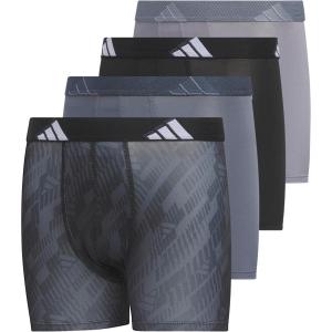 imageadidas Boys Performance Boxer Briefs Underwear for Kids 4PackBlackOnix GreyGreyMicrofiberGraphic