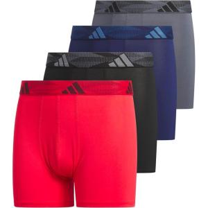 imageadidas Boys Performance Boxer Briefs Underwear for Kids 4PackPure Ruby RedBlackDark BlueMicrofiber