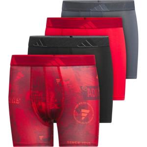 imageadidas Boys Performance Boxer Briefs Underwear for Kids 4PackUpscaled Mix Pure Rubybright RedBlackPure Ruby RedMicrofiberGraphic