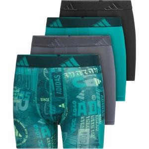 imageadidas Boys Performance Boxer Briefs Underwear for Kids 4PackUpscaled Mix Pure Teallime BurstOnix GreyPure Teal GreenMicrofiberGraphic
