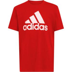 imageadidas Boys Short Sleeve Cotton TShirt Graphic Tshirt TeeRed Core