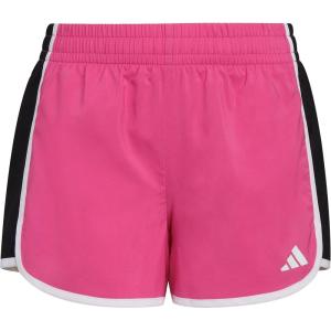 imageadidas Girls Elastic Waistband Retro Woven Gym ShortsSemi Lucid Fuchsia