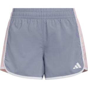 imageadidas Girls Elastic Waistband Retro Woven Gym ShortsSilver Violet