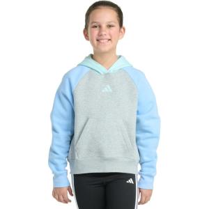 imageadidas Girls Fleece Colorblock Hooded SweatshirtMedium Grey Heather