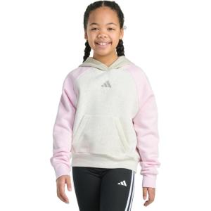 imageadidas Girls Fleece Colorblock Hooded SweatshirtOatmeal Heather