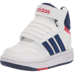 imageadidas UnisexChild Hoops Mid Basketball ShoeWhiteVictory BlueBetter Scarlet
