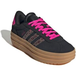 imageadidas UnisexChild Vl Court 30 LaceupLegacy SneakerBlackWonder BeigeShock Pink