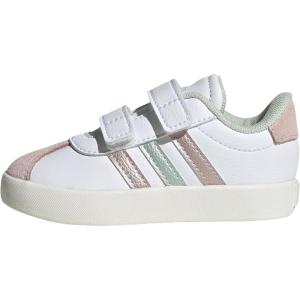 imageadidas UnisexChild Vl Court 30 Skateboarding Shoes ToddlerFtwr White Linen Green Met Sandy Pink Met