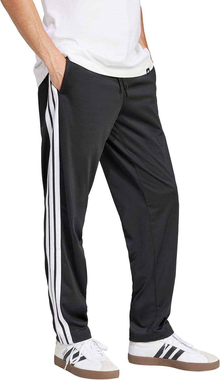 imageadidas Mens 3Stripes Tricot Opem Hem Track PantsBlack